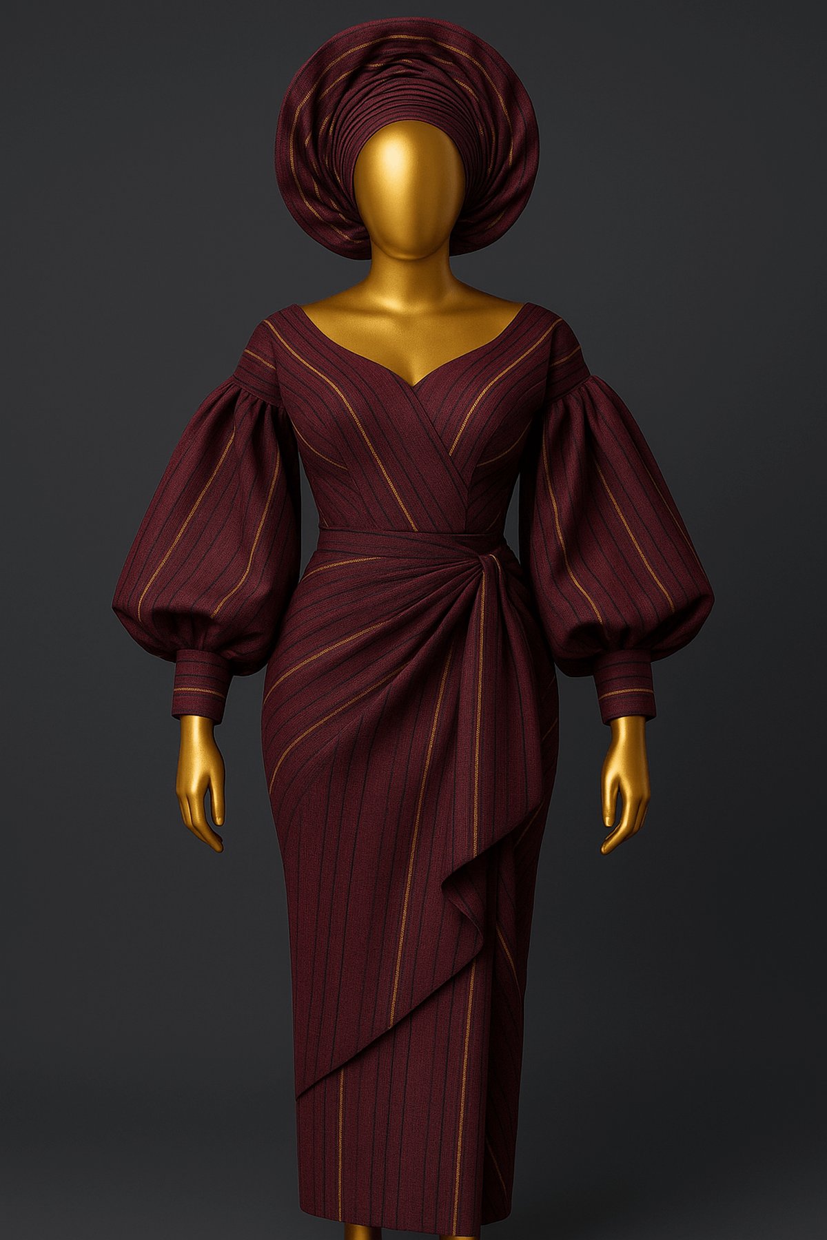 Burgundy Elegance Aso Oke - front