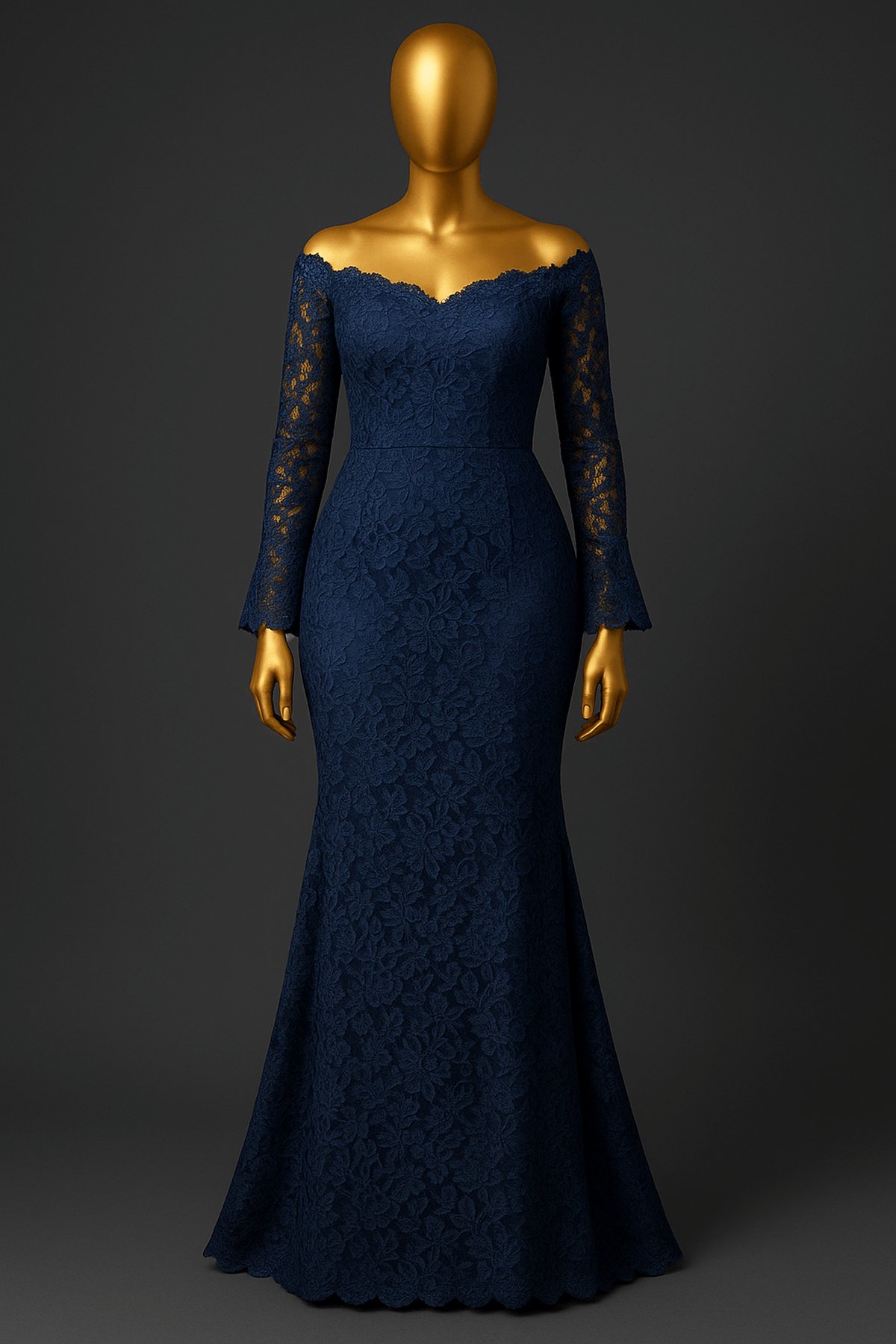 Ivory Elegance Lace Gown - front