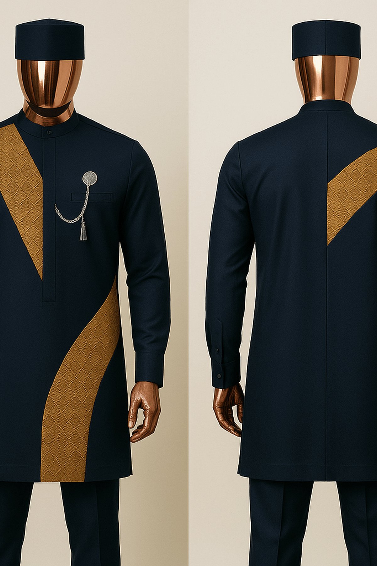 Navy  Gold Curve - front