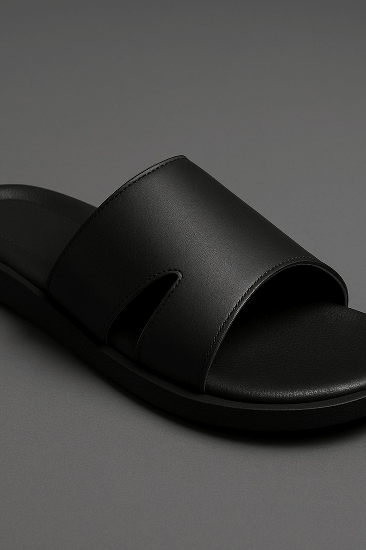 Classic Black Slide Sandal - front
