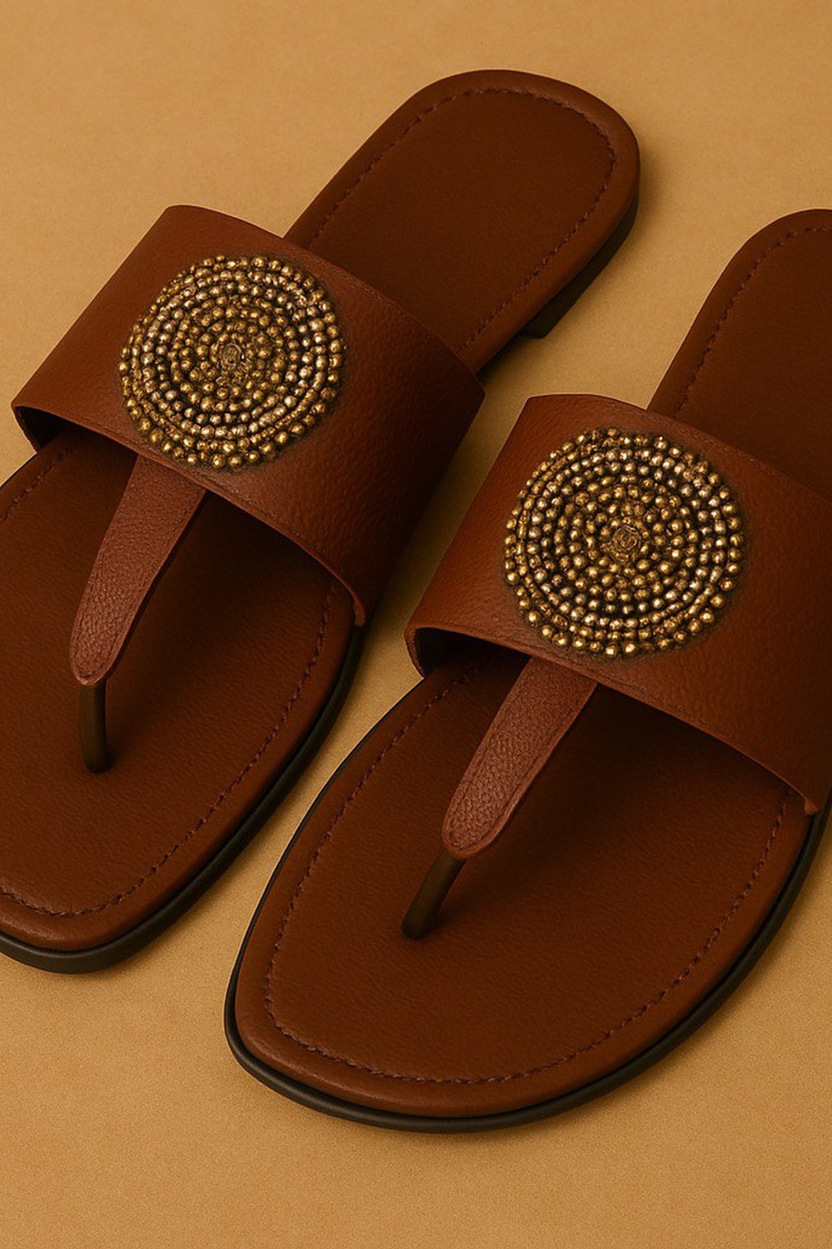 Bronze Halo Toe-Ring Sandals - front