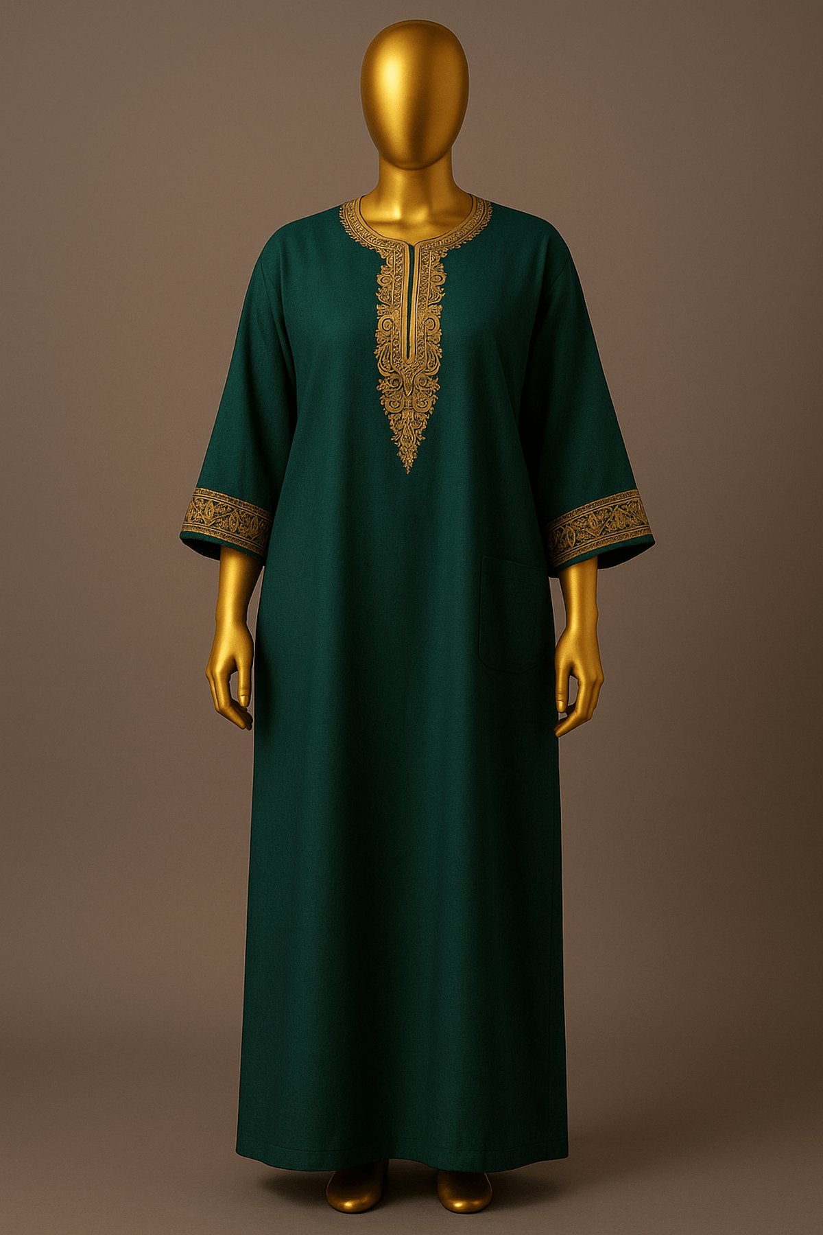 Emerald Luxe Kaftan Gown - front
