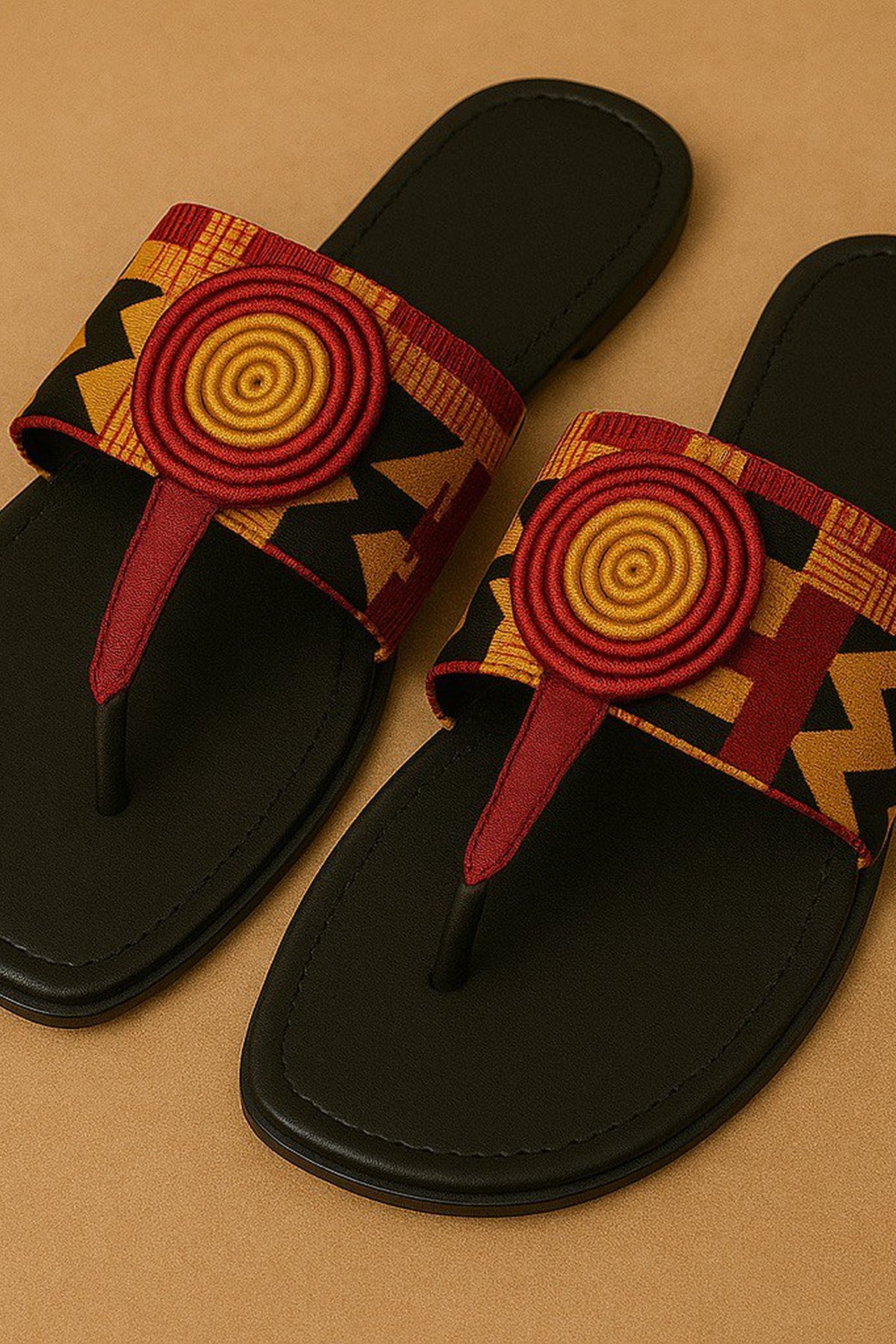 Kente Culture Toe-Ring Sandals - front