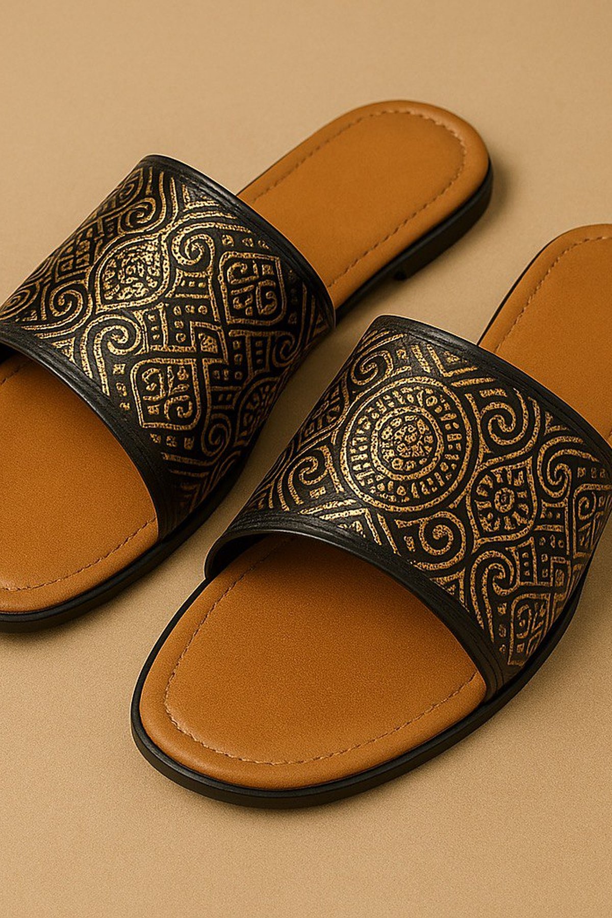 Royal Etch Black Slides - front